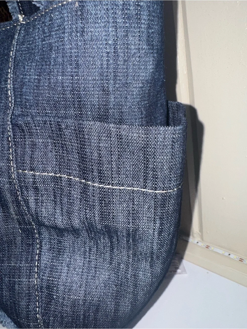 True Religion Indigo DENIM XL Tote with Light Blue Trim - Stylish All Around π - Picture 3 of 5